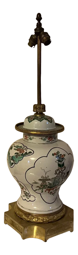19th Century Chinese Famille Vert Porcelain Jar Vase Mounted in French Ormolu Lamp