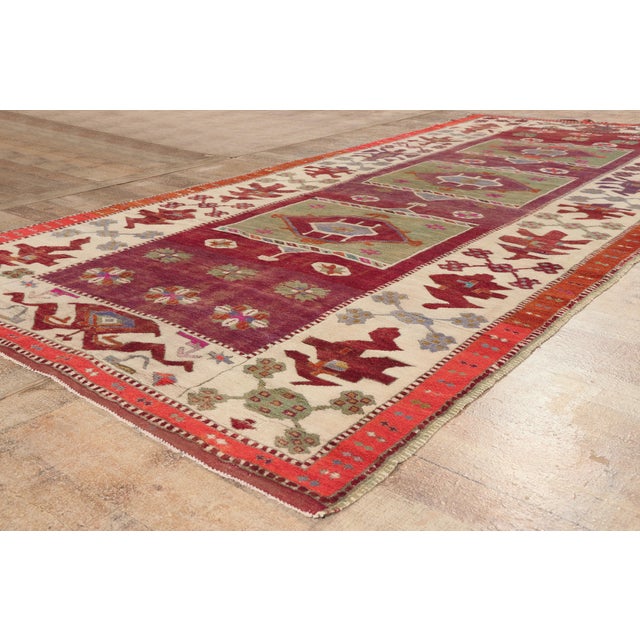 Burgundy Vintage Turkish Oushak Rug, 05'04 X 11'04 For Sale - Image 8 of 10