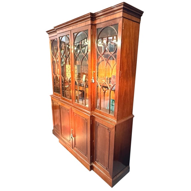 Brown Small Georgian Mahogany Breakfront Bookcase, 1800s For Sale - Image 8 of 12