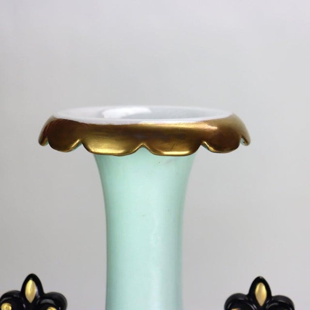 Ceramic Pair Large Hand Painted & Gilt Old Paris Porcelain Egyptian Revival Vases C1880 For Sale - Image 7 of 10