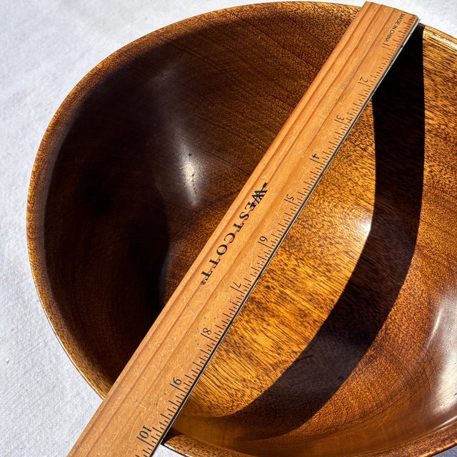 Chestnut Mid-Century Mahogany Bowl Centerpiece With Sterling Silver Base For Sale - Image 8 of 10