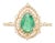 14k Gold Pear Cut Emerald Double Halo Diamond Engagement Ring Size 7 For Sale