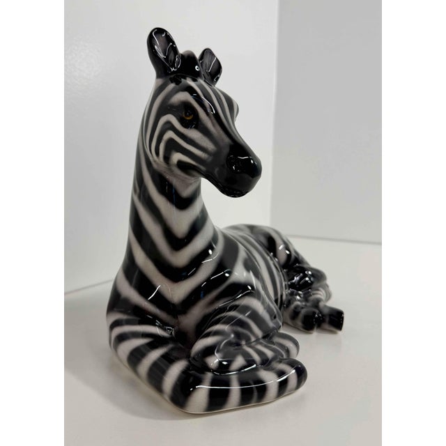 Early 21st Century Glazed Ceramic Zebra Sculpture, Bassano, 2000s For Sale - Image 5 of 10