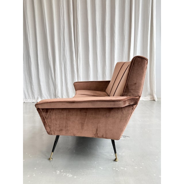 Mid-Century Modern Velvet Three-Seater Sofa by Marco Zanuso for Arflex, Italy, 1950s For Sale - Image 9 of 18
