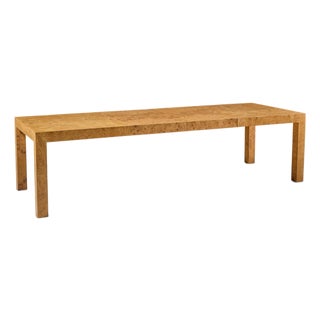 Milo Baughman for Thayer Coggin Mid Century Burlwood Expanding Dining Table With 2 Leaves For Sale