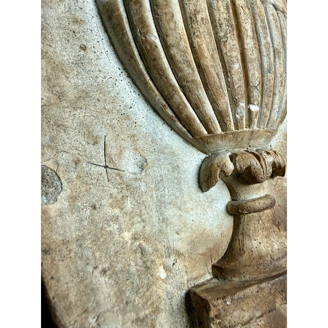 Sculpture Materials Antique Neoclassical French Decorative Architectural Bas-Relief Cast Plaster Workshop Sample, High Relief Urn Motif For Sale - Image 7 of 12