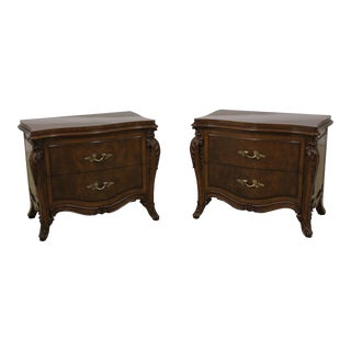 Pair Karges French Louis XV Walnut Nightstands For Sale