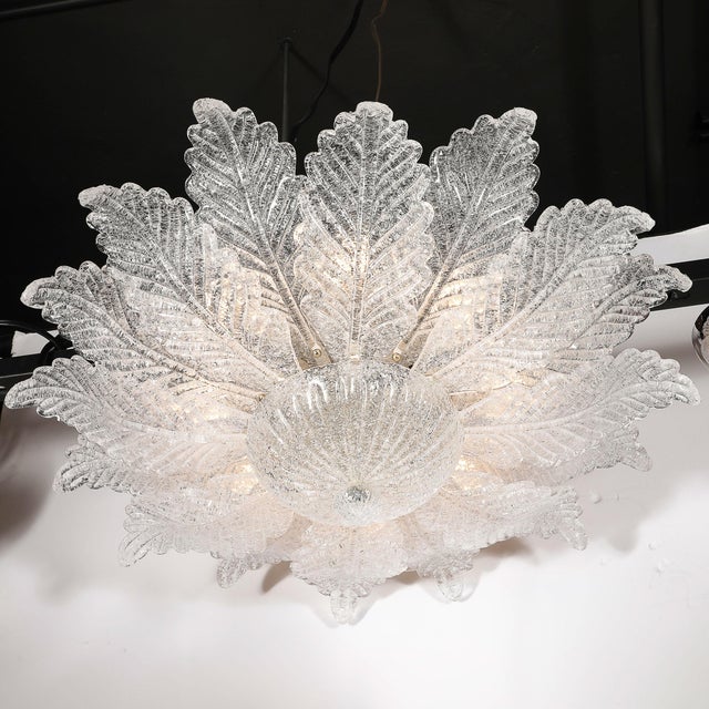 Modernist Hand-Blown Mottled Murano Glass Acanthus Flush Mount For Sale In New York - Image 6 of 18