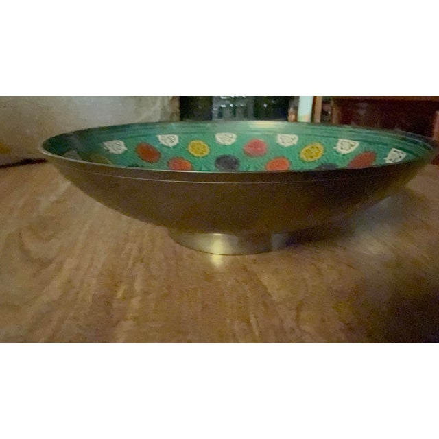 Vintage Enameled Brass Bowlhandcrafted in India For Sale - Image 4 of 6