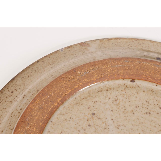 Arts & Crafts John Glick Signed Set of 5 Plates Modernist Stoneware Glazed Ceramics Plum Tree For Sale - Image 3 of 4