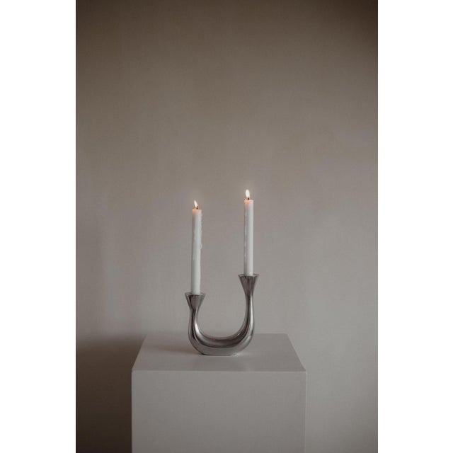 Sculptural Harmony Double Taper Candelabra For Sale - Image 5 of 10