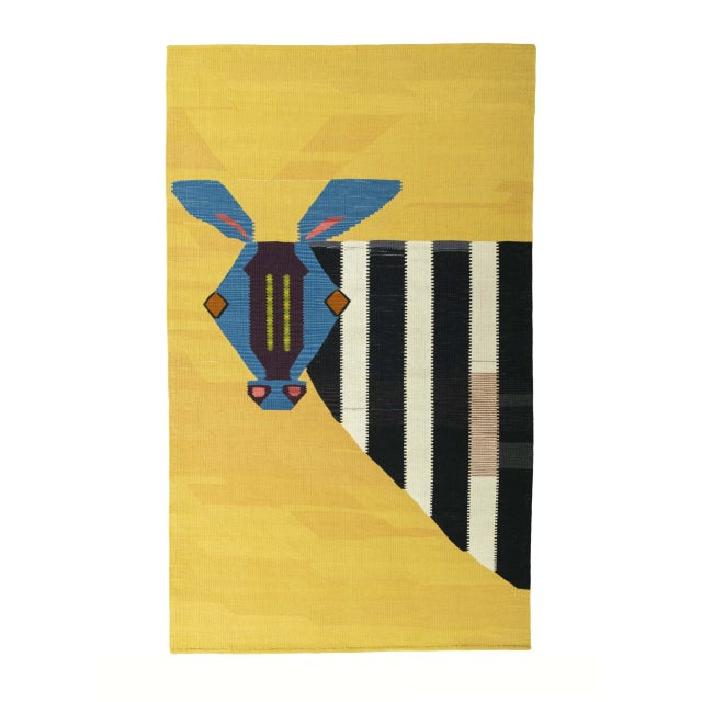 Handwoven Rug with Zebra, 1990s For Sale - Image 9 of 9