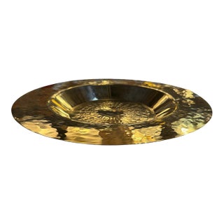 Italian Hammered Brass Centerpiece Bowl, 1970s For Sale