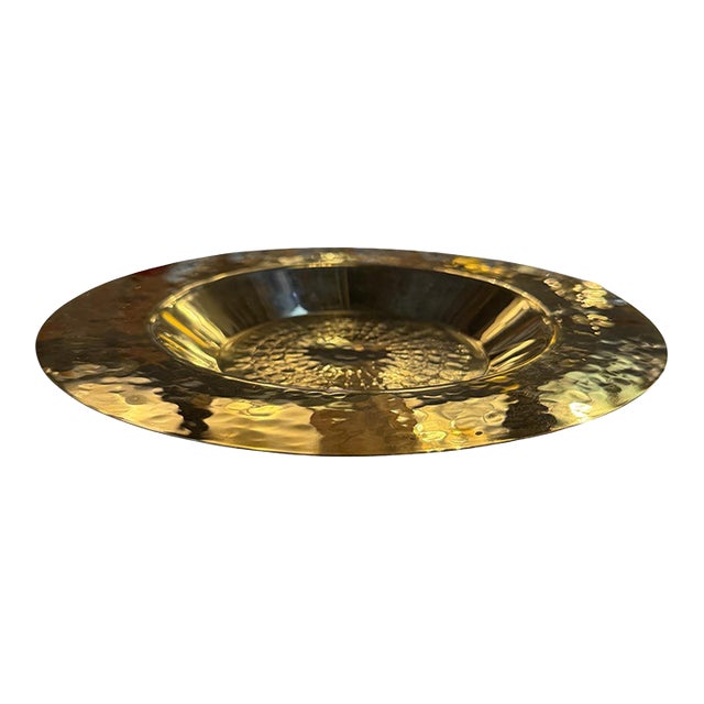 Italian Hammered Brass Centerpiece Bowl, 1970s For Sale