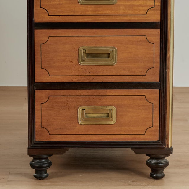 Vintage Campaign Style Leather Top Desk by Baker Collectors Edition For Sale - Image 14 of 17
