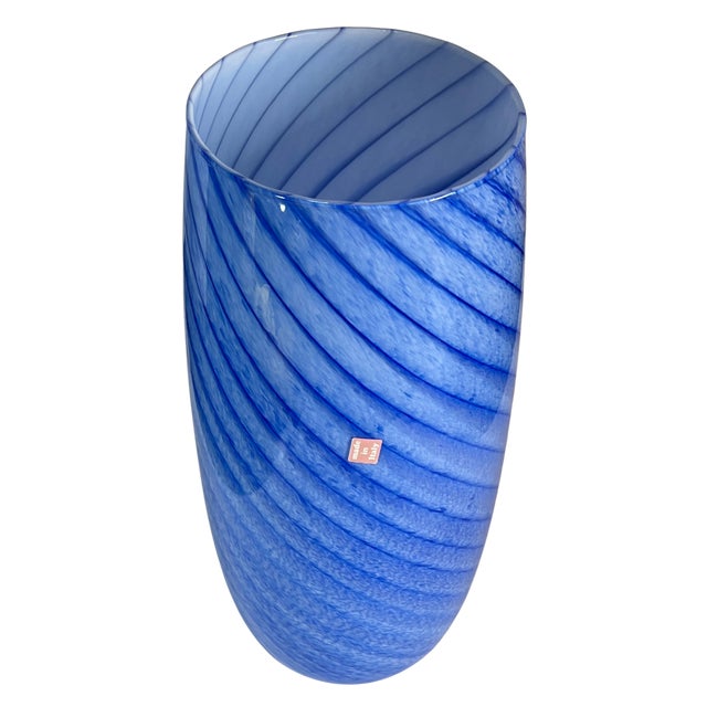 This exceptional vintage Italian art glass vase is an exquisite example of mid-century modern hand-blown craftsmanship. It...