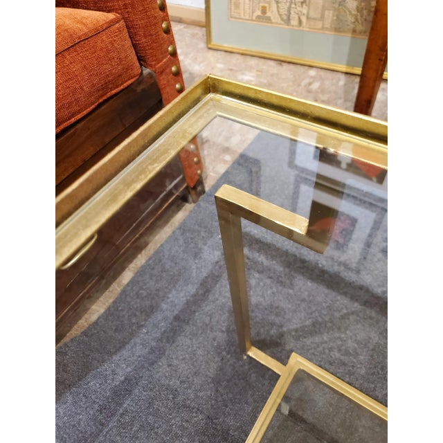 2020s Post Modern Style “Apollo” Gilt Metal Coffee Table With Glass Top & Bottom Shelf For Sale - Image 5 of 11