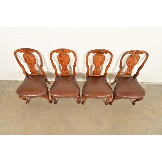 Mid 19th Century Antique English Queen Anne Burl Wood Dining Chairs, Circa 1860s For Sale - Image 5 of 13