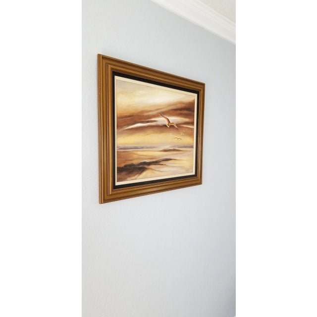 Offered for sale is a fantastic Vintage Expressionist abstract Acrylic on canvas painting , depicts a sunset landscape...