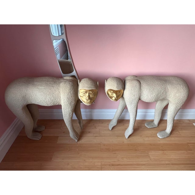 Sculpture Materials 1980 Texture Life Size Monkey Statues - a Pair For Sale - Image 7 of 12