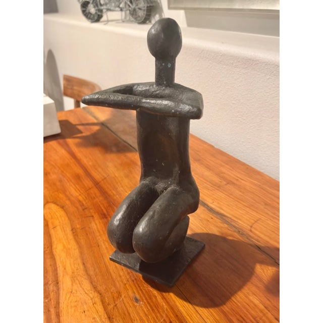 Mid-Century Solid Bronze Figurative Sculpture (14.5” High) For Sale - Image 13 of 13