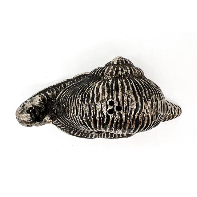 Gray Vintage Mid-Century Modern Pewter Silver Toned Snail Salt Shaker — Figural Escargot Design For Sale - Image 8 of 9
