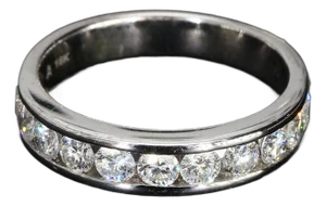 18k White Gold Channel Set Ring With Eleven Diamonds - Size 6.25