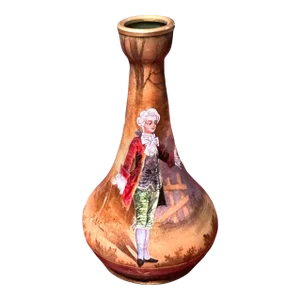 1920s Antique Limoges Hand-Painted Enamel on Copper Vase