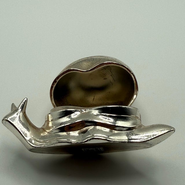 Nautical Vintage 1970s Silver Plated Snail Salt Cellar For Sale - Image 3 of 12