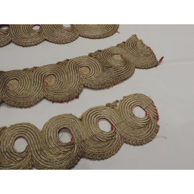 Antique Heavy Woven Persian Gold Metallic Threads Decorative Trims - Set of 3 Size: 3.5"W x 23"-27"Long