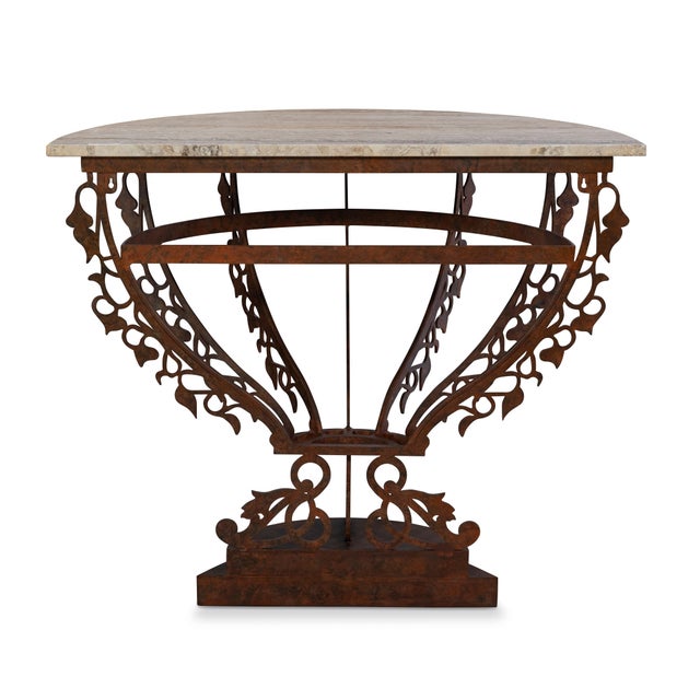 Traditional Maitland-Smith Venetian Demilune Console For Sale - Image 3 of 6
