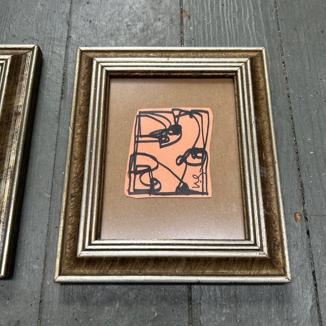 Abstract Contemporary Two Wayne Cunningham Abstract Marker Drawings - Set of Two For Sale - Image 3 of 4