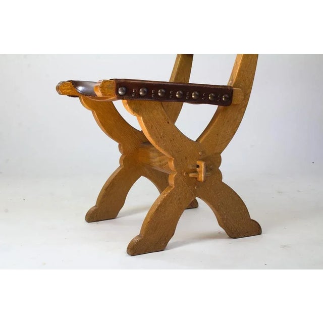 Brutalist Dining Chairs in Oak and Leather by Bram Sprij, Set of 4 For Sale - Image 4 of 9