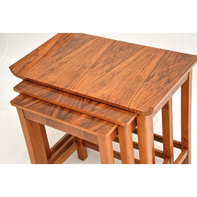 Art Deco Figured Walnut Nesting Tables, 1930s, Set of 3 For Sale - Image 12 of 13