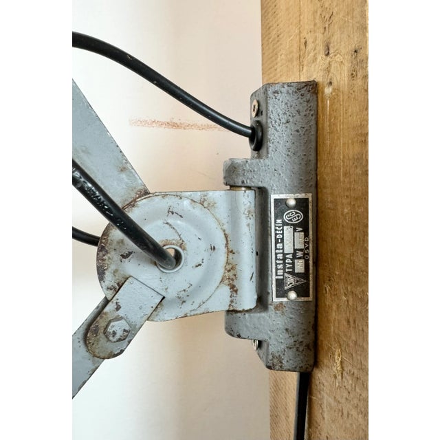 Metal Industrial Grey Scissor Wall Lamp, 1960s For Sale - Image 7 of 18
