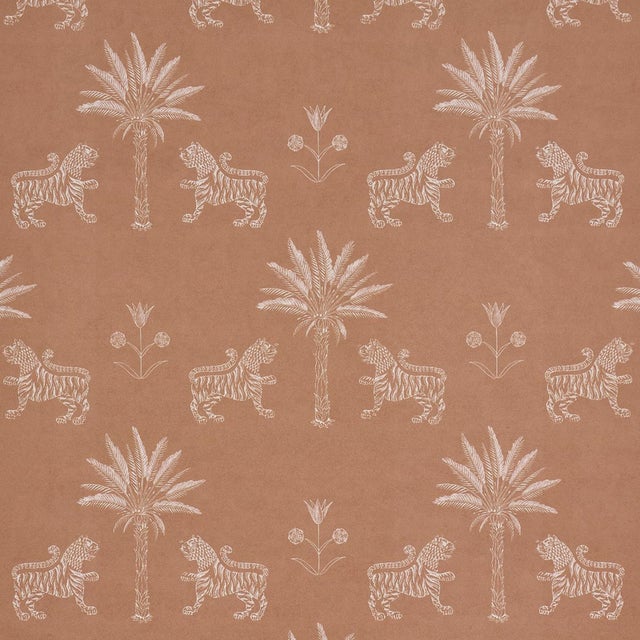 Sample - Schumacher Tiger Palm Silhouette Wallcovering In Mediterranean Spice For Sale