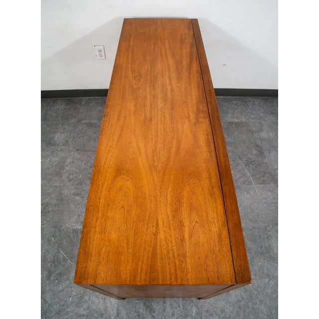 Mid Century Modern Dresser Credenza 7 Drawer Basic Witz Wood Vintage MCM Brass For Sale - Image 4 of 12