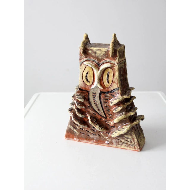 Vintage Clare Holmberg Studio Pottery Owl Jar For Sale - Image 9 of 13