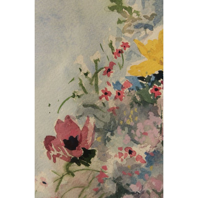 Late 20th Century David L. Frame Floral Watercolor Painting, Custom Framed For Sale - Image 5 of 13