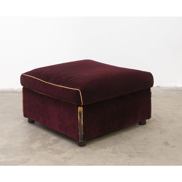 Cassina Duc Pouf in Burgundy Velvet, Designed by Mario Bellini, 1970s, Italy For Sale - Image 9 of 9