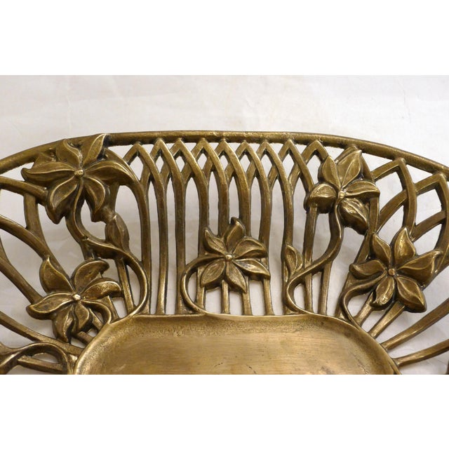 Mid-Century Art Nouveau Style Openwork Gilt Brass Basket, 1950s For Sale - Image 4 of 11