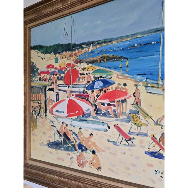 Vintage Fine Art Signed Beach Painting Mid Century Era For Sale - Image 9 of 12