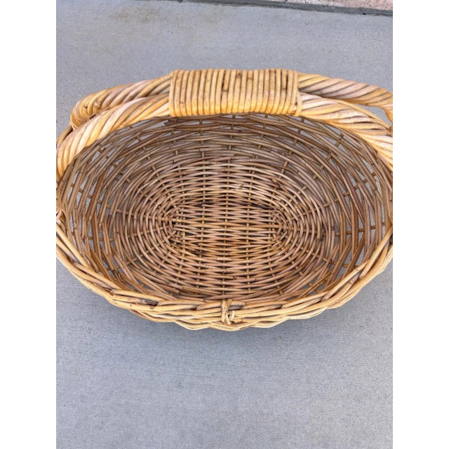 1970s Large Rustic European Woven Rattan/Wicker Gathering Basket For Sale - Image 5 of 7