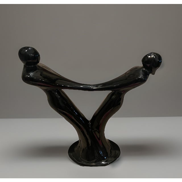 Mid-Century Modern Vintage Vanguard Studios Man Woman 16" Sculpture Black Ceramic Statue Figurine For Sale - Image 3 of 8