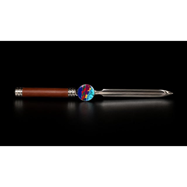 David Rosales Letter Opener Leather Gemstone Navajo Southwest Crafted For Sale - Image 11 of 12