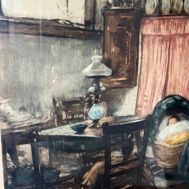 Late 19th Century 19 Th Century by Frantz Charlet (Belgian/French 1862 - 1928) Titled Le Berceau (The Cradle) Etching and Aquatint Artist's Proof Framed For Sale - Image 5 of 11