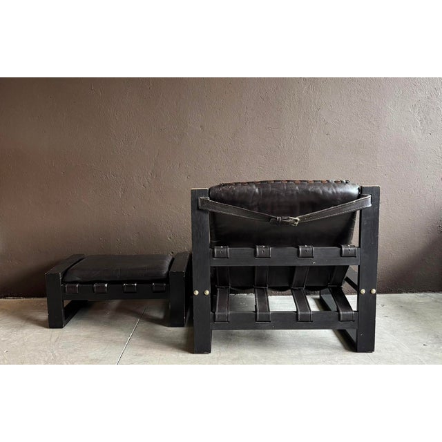 Set of Brutalist Lounge Chair and Ottoman from Sonja Wasseur, 1970s For Sale - Image 4 of 5