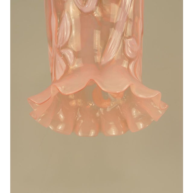 Art Nouveau Pendant Lamp with Floral Opal Glass Shade, Vienna, 1910s For Sale - Image 5 of 8
