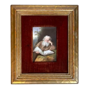 Old Master Painting on Porcelain of St. Jerome, after Einsiedler Von S. Koninck