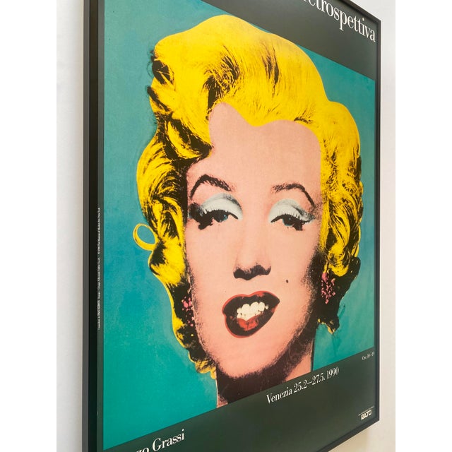 Turquoise Andy Warhol Vintage 1990 Lithograph Print Large Framed Pop Art Italian Exhibition Poster " Marilyn " 1964 For Sale - Image 8 of 15